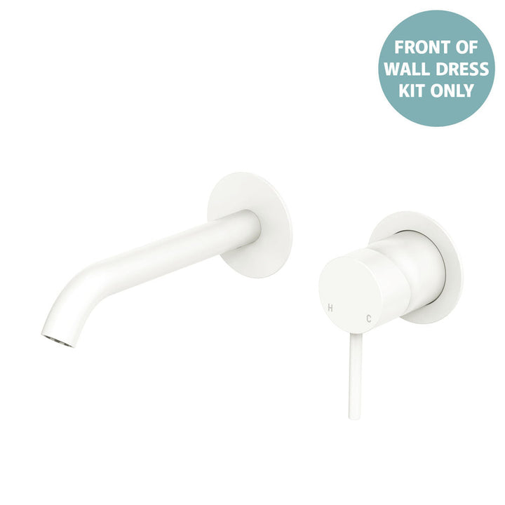 Kaya Basin/Bath Wall Mixer Dress Kit, Round Plates, 160mm Outlet - Trim Kit Only - Matte White