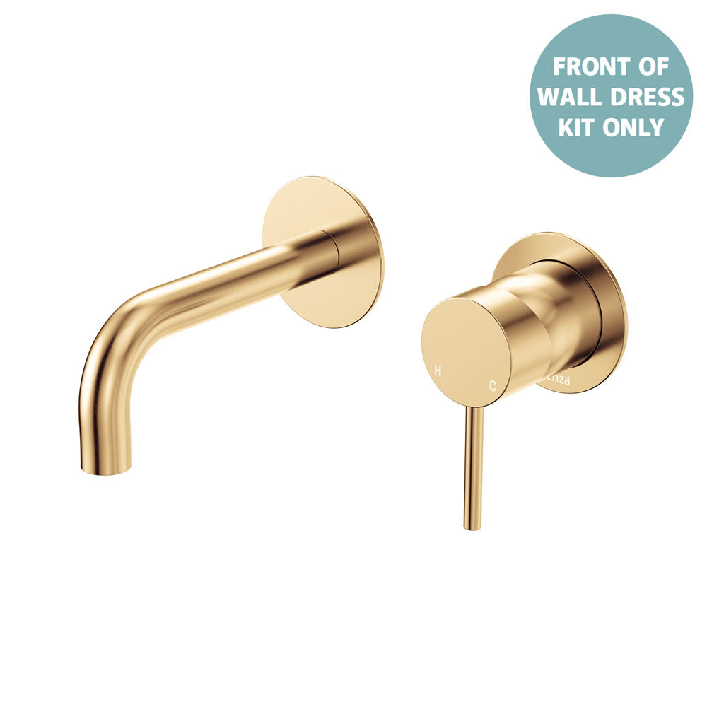 Kaya Basin/Bath Wall Mixer Dress Kit, Round Plates, 130mm Outlet - Trim Kit Only - Urban Brass