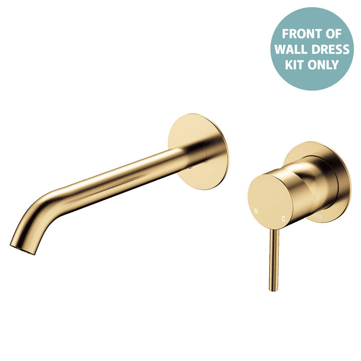 Kaya Basin/Bath Wall Mixer Dress Kit, Round Plates, 200mm Outlet - Trim Kit Only - Urban Brass