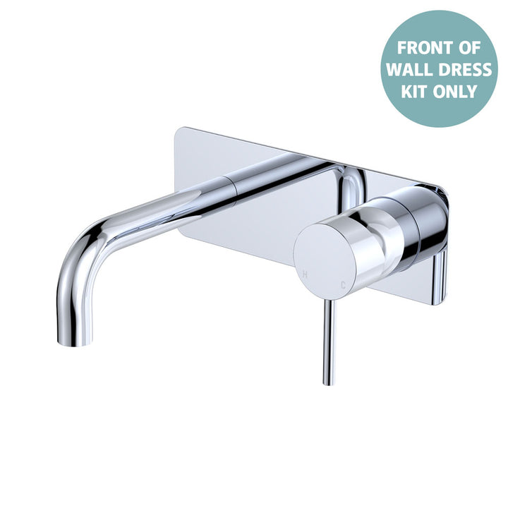Kaya Basin/Bath Wall Mixer Dress Kit, Rectangular Plate, 130mm Outlet - Trim Kit Only - Chrome