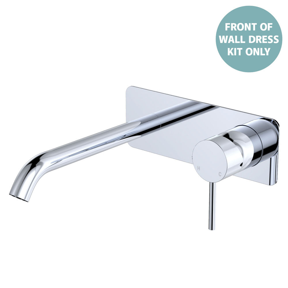 Kaya Basin/Bath Wall Mixer Dress Kit, Rectangular Plate, 200mm Outlet - Trim Kit Only - Chrome