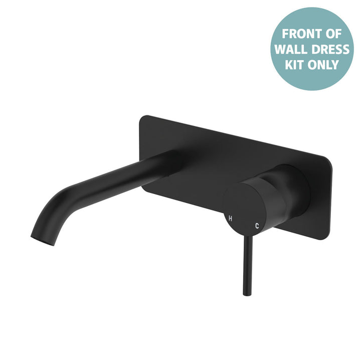 Kaya Basin/Bath Wall Mixer Dress Kit, Rectangular Plate, 160mm Outlet - Trim Kit Only - Matte Black