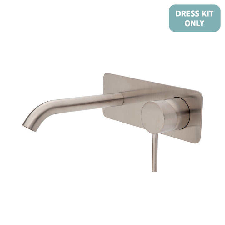 Kaya Basin/Bath Wall Mixer Dress Kit, Rectangular Plate, 160mm Outlet - Trim Kit Only - Brushed Nickel