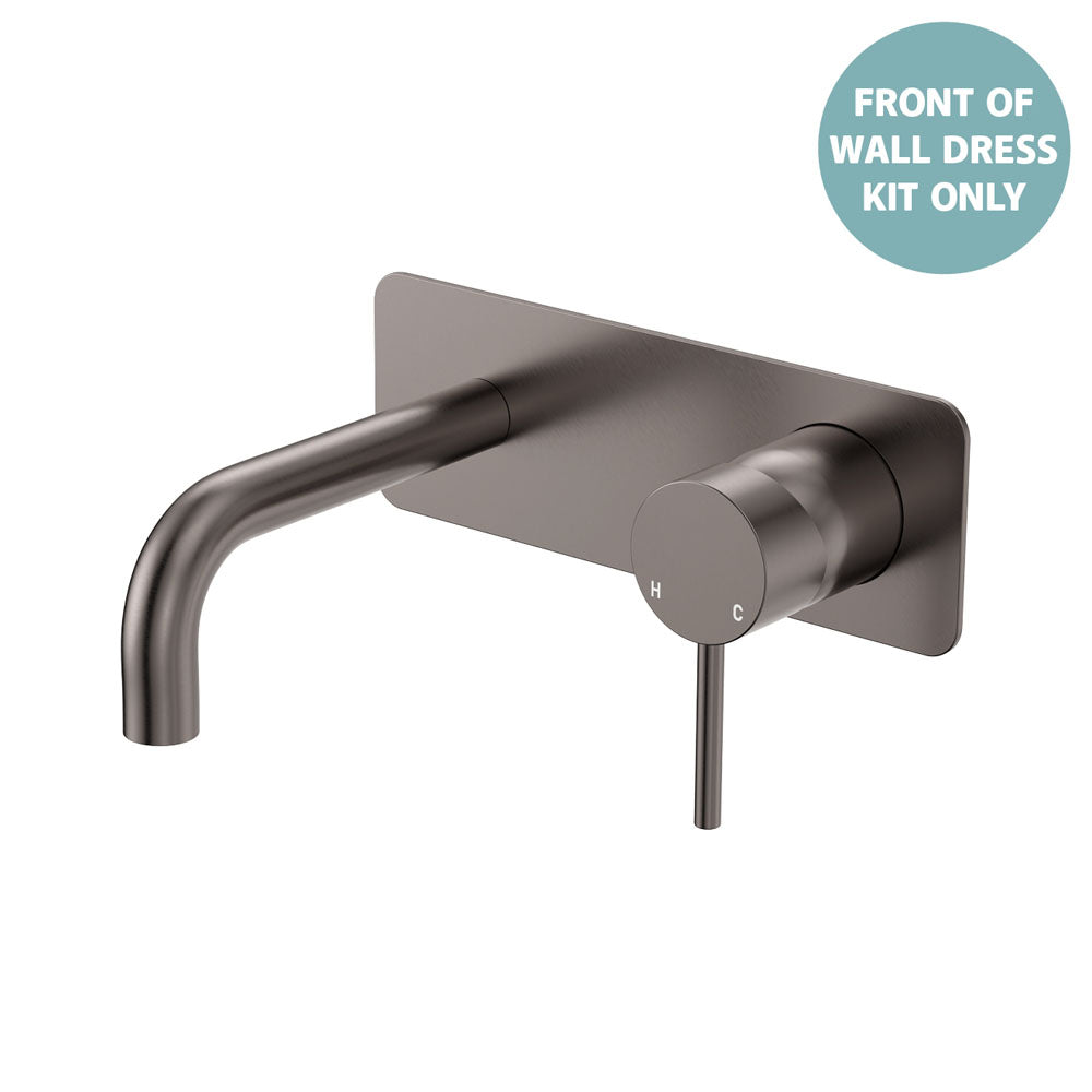 Kaya Basin/Bath Wall Mixer Dress Kit, Rectangular Plate, 130mm Outlet - Trim Kit Only - Gun Metal