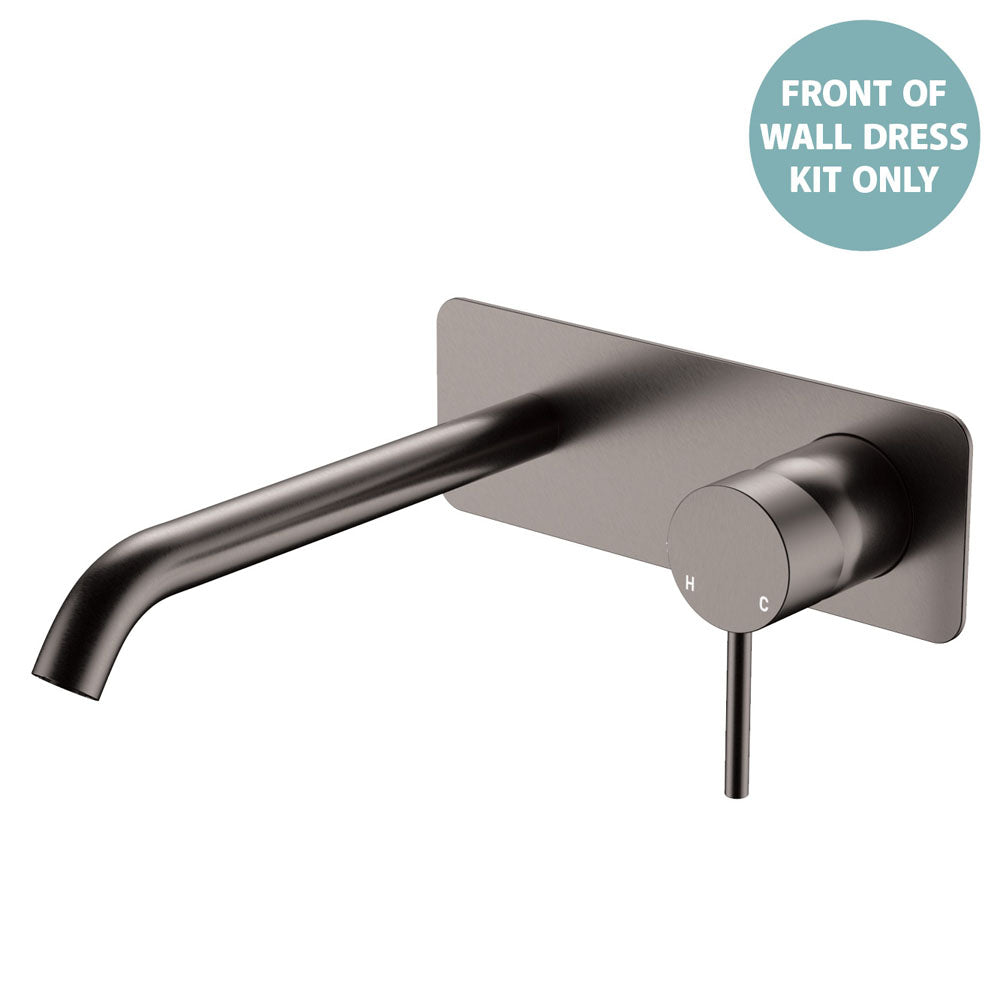 Kaya Basin/Bath Wall Mixer Dress Kit, Rectangular Plate, 200mm Outlet - Trim Kit Only - Gun Metal
