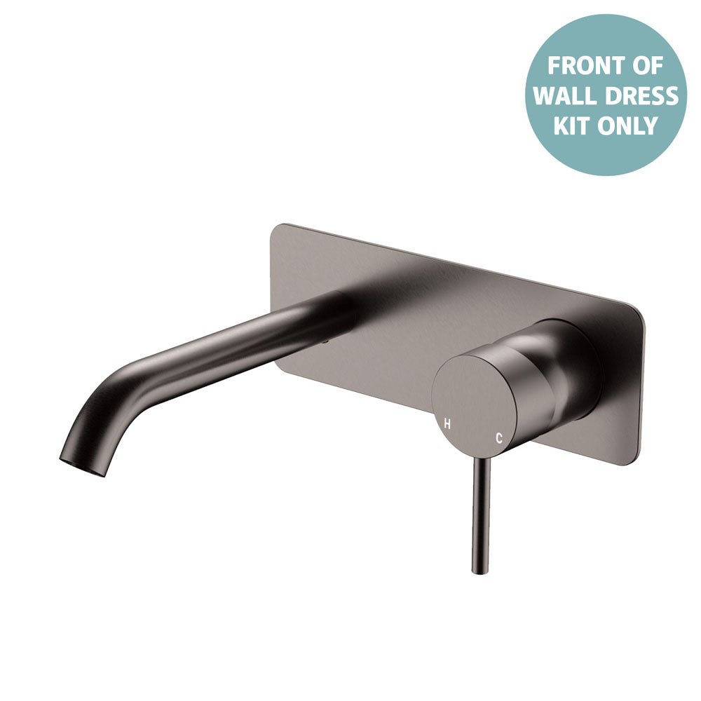 Kaya Basin/Bath Wall Mixer Dress Kit, Rectangular Plate, 160mm Outlet - Trim Kit Only - Gun Metal