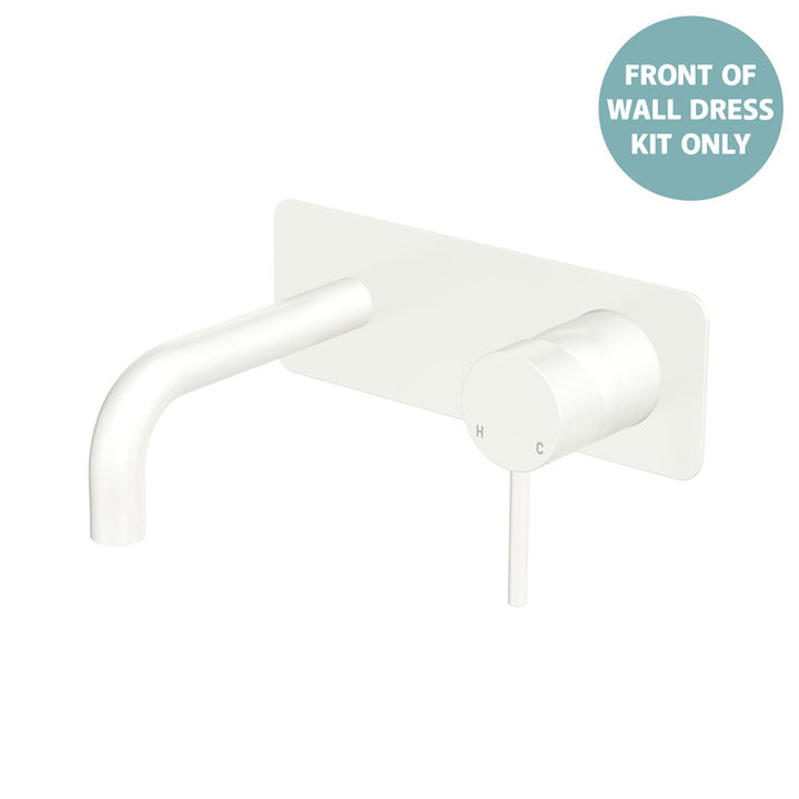 Kaya Basin/Bath Wall Mixer Dress Kit, Rectangular Plate, 130mm Outlet - Trim Kit Only - Matte White