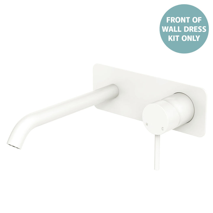 Kaya Basin/Bath Wall Mixer Dress Kit, Rectangular Plate, 200mm Outlet - Trim Kit Only - Matte White