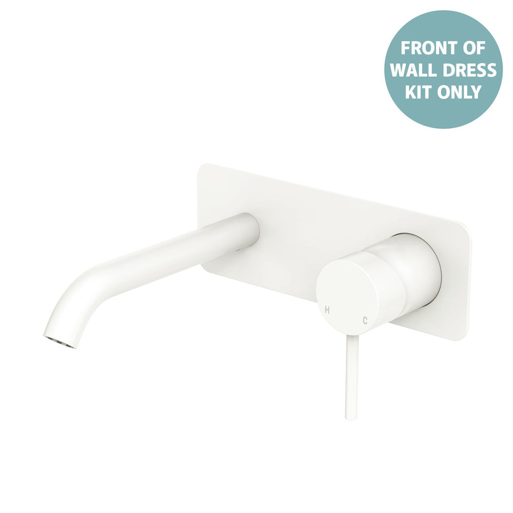 Kaya Basin/Bath Wall Mixer Dress Kit, Rectangular Plate, 160mm Outlet - Trim Kit Only - Matte White