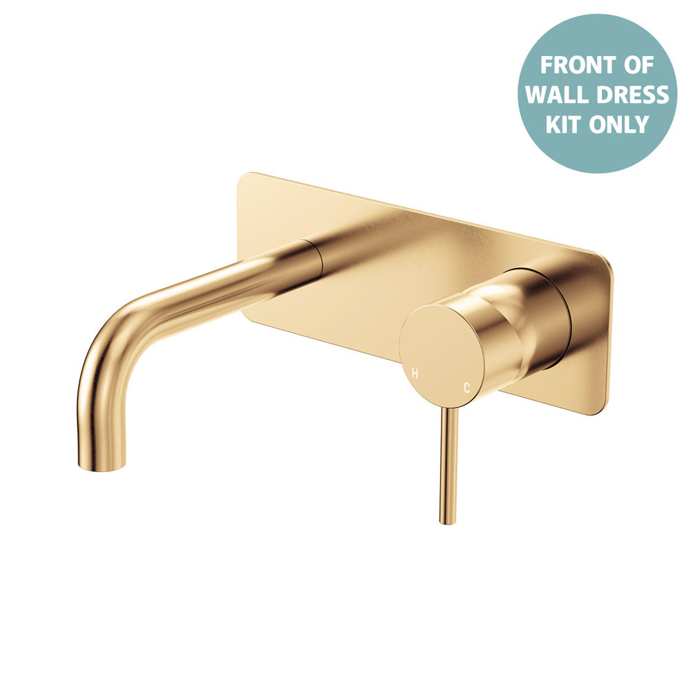 Kaya Basin/Bath Wall Mixer Dress Kit, Rectangular Plate, 130mm Outlet - Trim Kit Only - Urban Brass