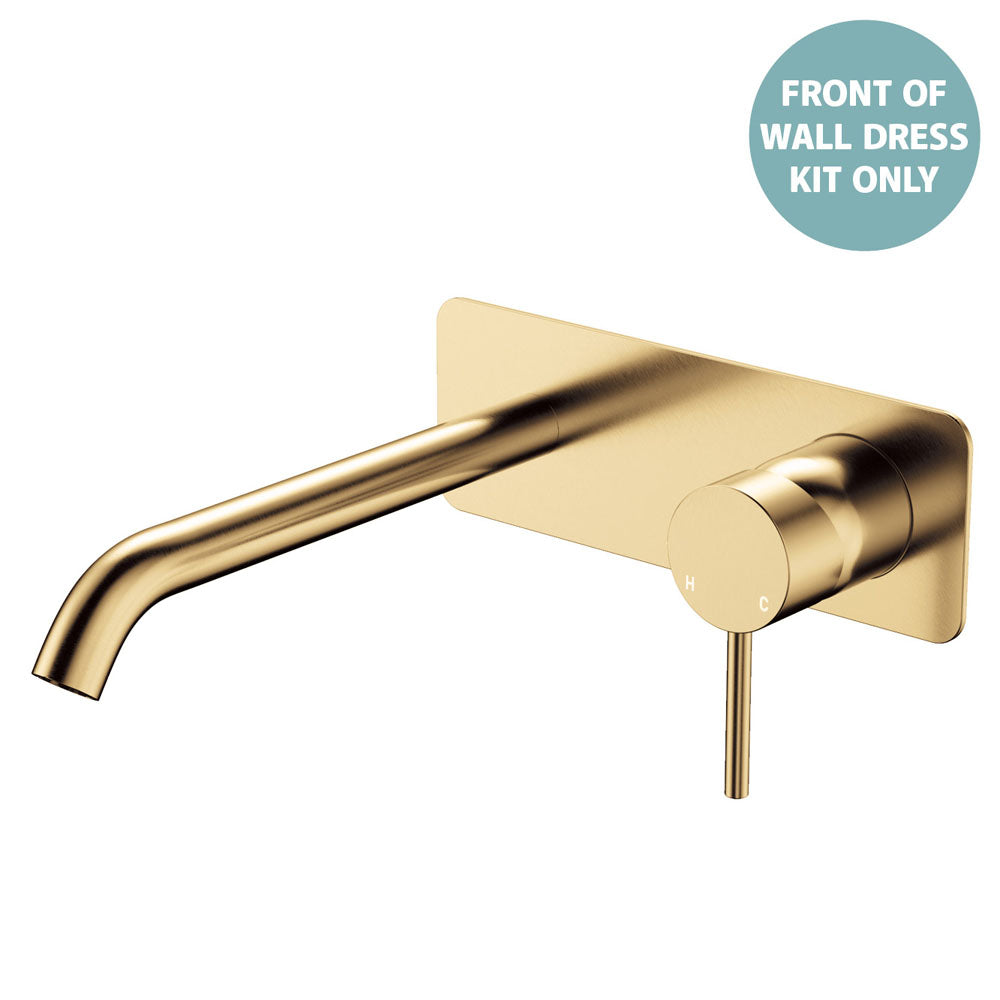 Kaya Basin/Bath Wall Mixer Dress Kit, Rectangular Plate, 200mm Outlet - Trim Kit Only - Urban Brass