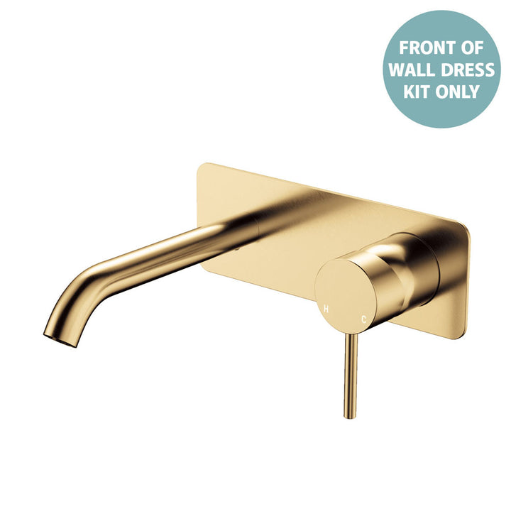 Kaya Basin/Bath Wall Mixer Dress Kit, Rectangular Plate, 160mm Outlet - Trim Kit Only - Urban Brass