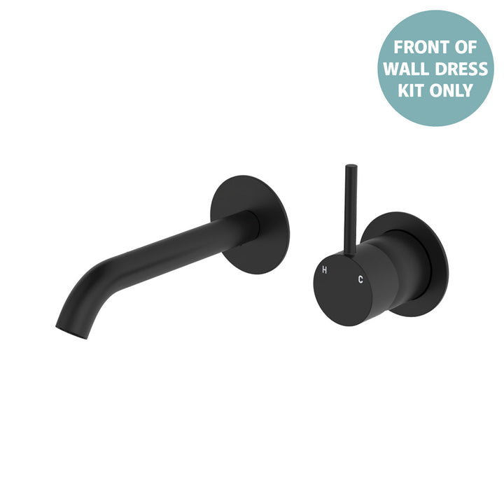 Kaya Up Basin/Bath Wall Mixer Dress Kit, Round Plates, 160mm Outlet - Trim Kit Only - Matte Black
