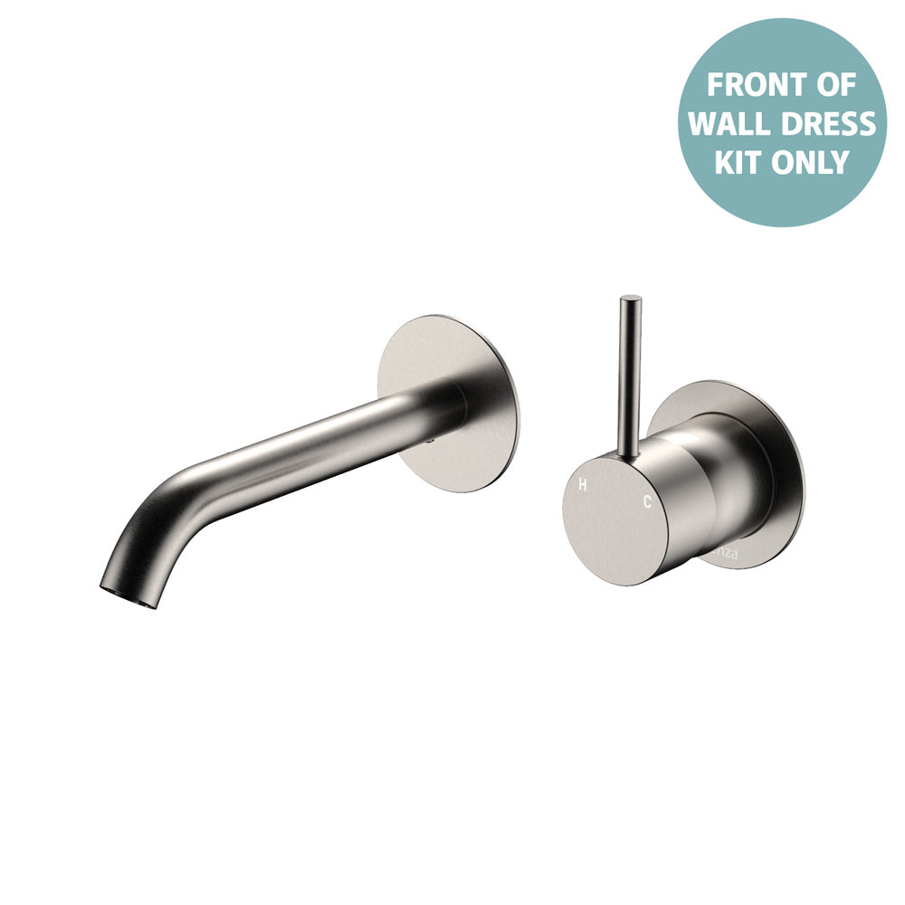 Kaya Up Basin/Bath Wall Mixer Dress Kit, Round Plates, 160mm Outlet - Trim Kit Only - Brushed Nickel