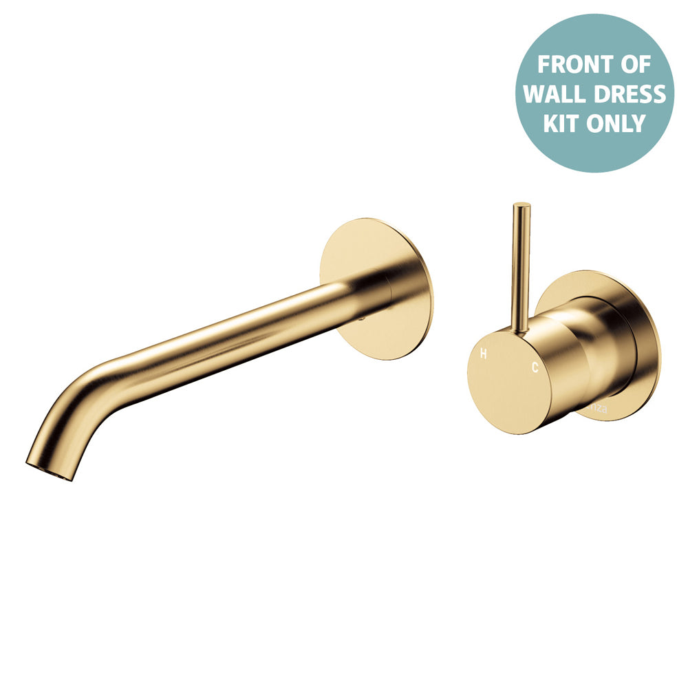 Kaya Up Basin/Bath Wall Mixer Dress Kit, Round Plates, 200mm Outlet - Trim Kit Only - Urban Brass