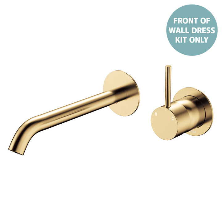 Kaya Up Basin/Bath Wall Mixer Dress Kit, Round Plates, 200mm Outlet - Trim Kit Only - Urban Brass
