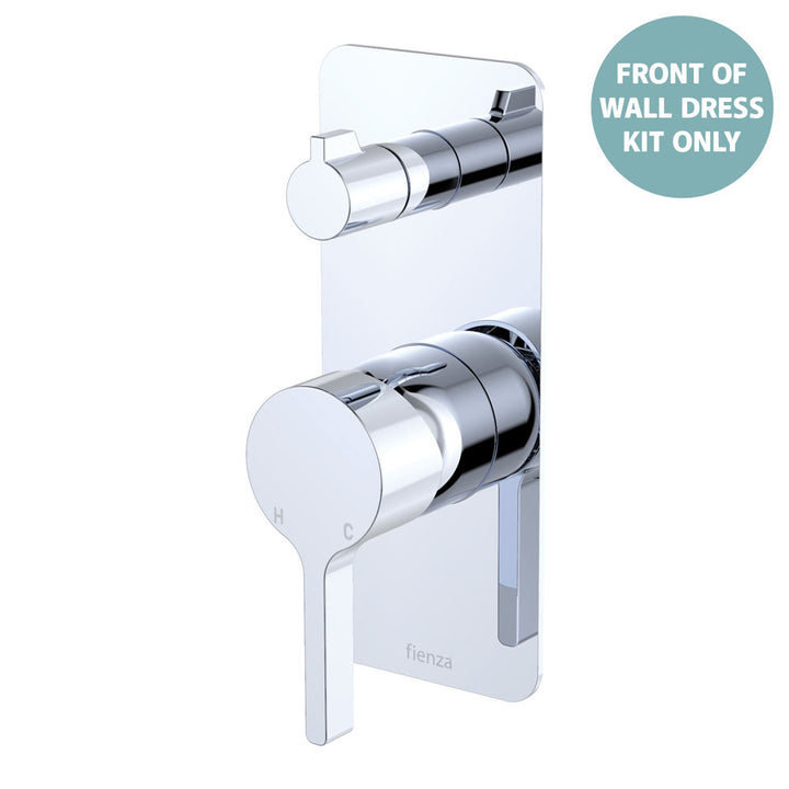 Sansa Wall Diverter Mixer Dress Kit, Rectangular Plate - Trim Kit Only - Chrome