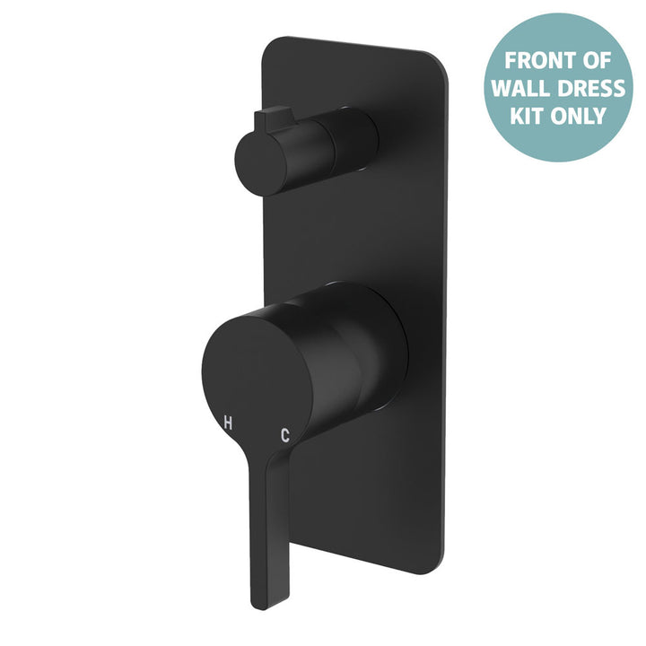 Sansa Wall Diverter Mixer Dress Kit, Rectangular Plate - Trim Kit Only - Matte Black