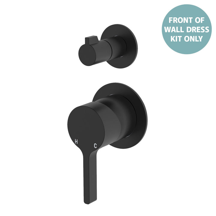 Sansa Wall Diverter Mixer Dress Kit, Small Round Plates - Trim Kit Only - Matte Black