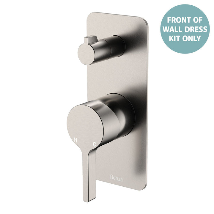 Sansa Wall Diverter Mixer Dress Kit, Rectangular Plate - Trim Kit Only - Brushed Nickel