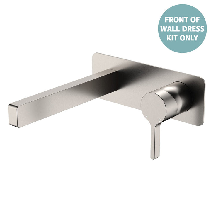Sansa Wall Basin Mixer Dress Kit, Rectangular Plate - Trim Kit Only - Brushed Nickel