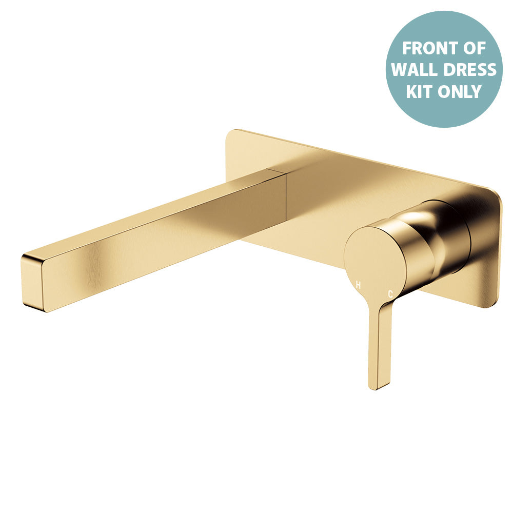 Sansa Wall Basin Mixer Dress Kit, Rectangular Plate - Trim Kit Only - Urban Brass