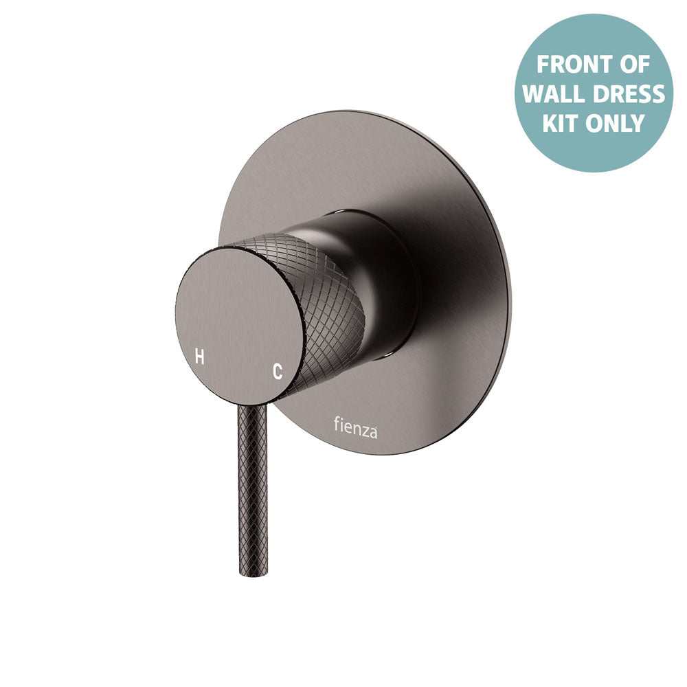 Axle Wall Mixer Dress Kit, Large Round Plate - Trim Kit Only - Gun Metal