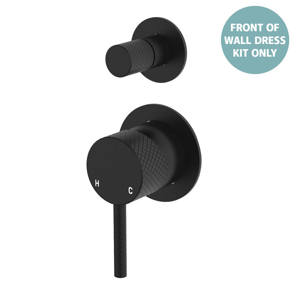 Axle Wall Diverter Mixer Dress Kit, Small Round Plates - Trim Kit Only - Matte Black
