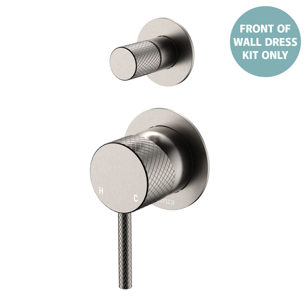 Axle Wall Diverter Mixer Dress Kit, Small Round Plates - Trim Kit Only - Brushed Nickel