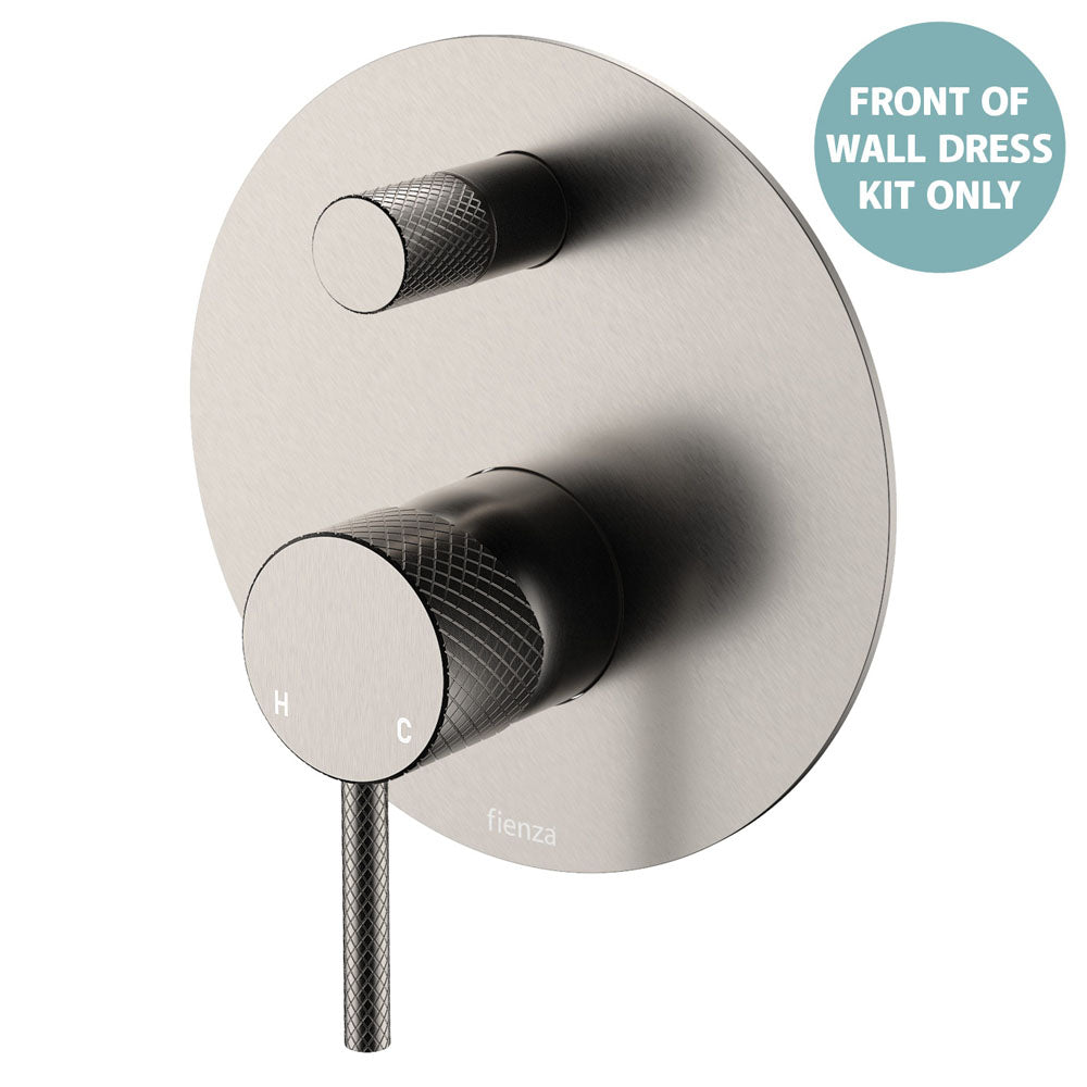 Axle Wall Diverter Mixer Dress Kit, Large Round Plates - Trim Kit Only - Brushed Nickel
