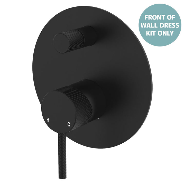 Axle Wall Diverter Mixer Dress Kit, Large Round Plates - Trim Kit Only - Matte Black