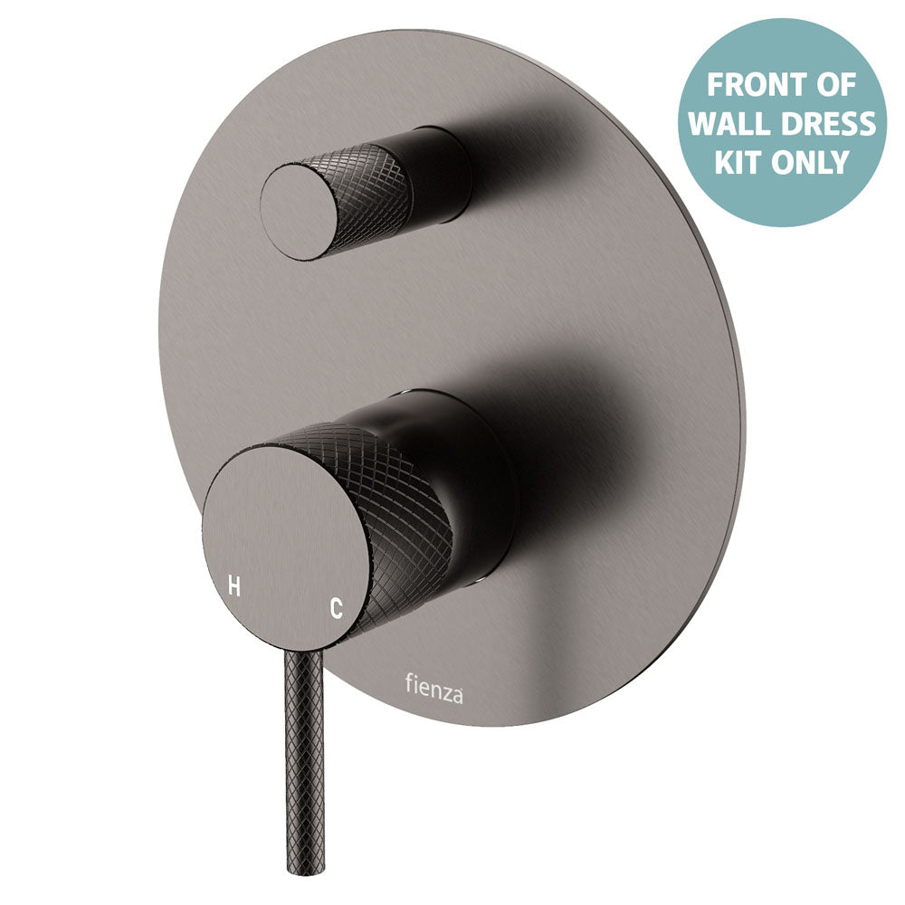 Axle Wall Diverter Mixer Dress Kit, Large Round Plates - Trim Kit Only - Gun Metal