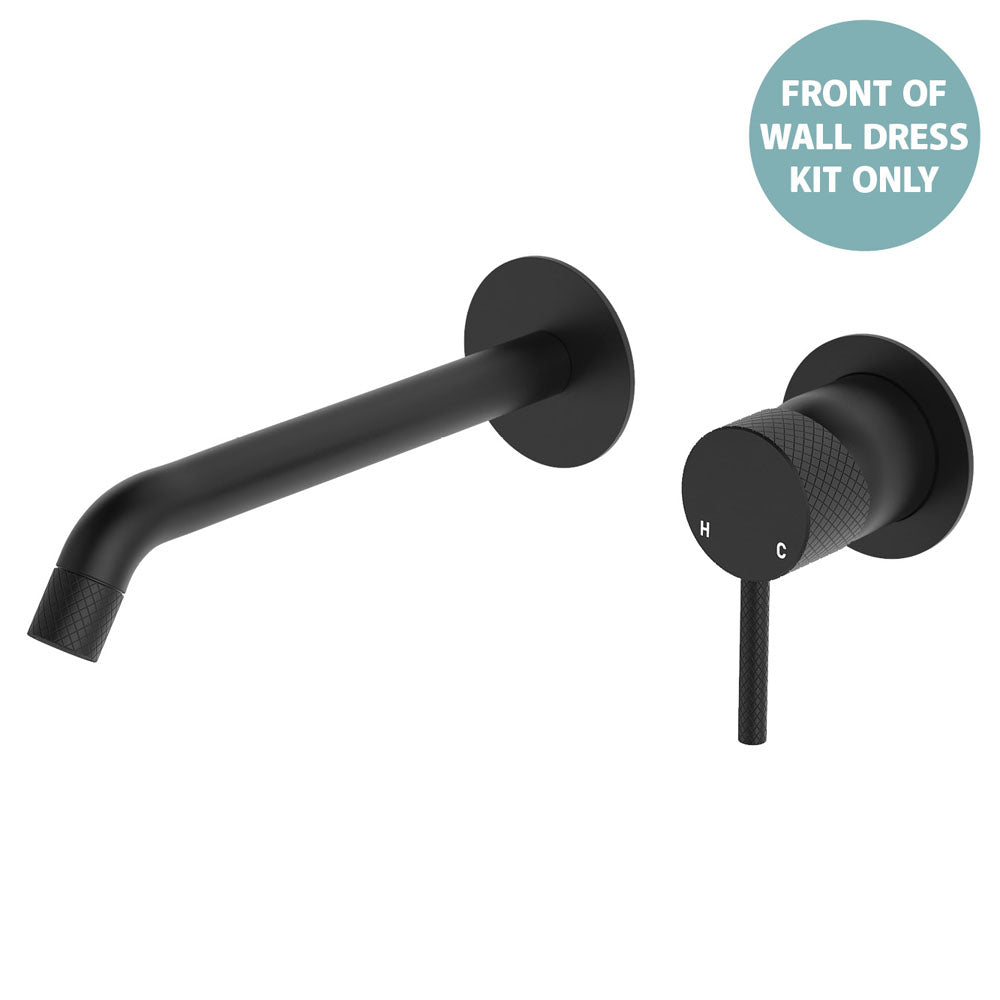 Axle Wall Basin/Bath Mixer Dress Kit, Round Plates, 200mm Outlet - Trim Kit Only - Matte Black