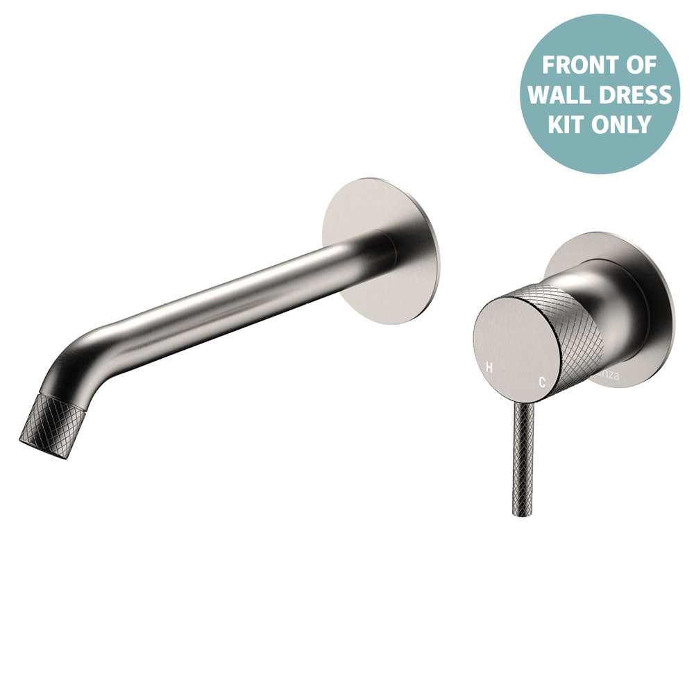 Axle Wall Basin/Bath Mixer Dress Kit, Round Plates, 200mm Outlet - Trim Kit Only - Brushed Nickel