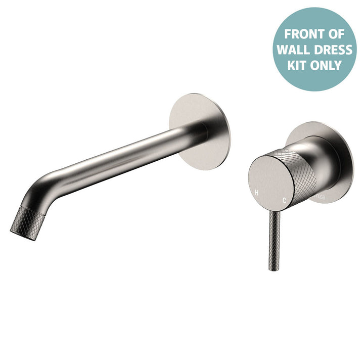 Axle Wall Basin/Bath Mixer Dress Kit, Round Plates, 200mm Outlet - Trim Kit Only - Brushed Nickel