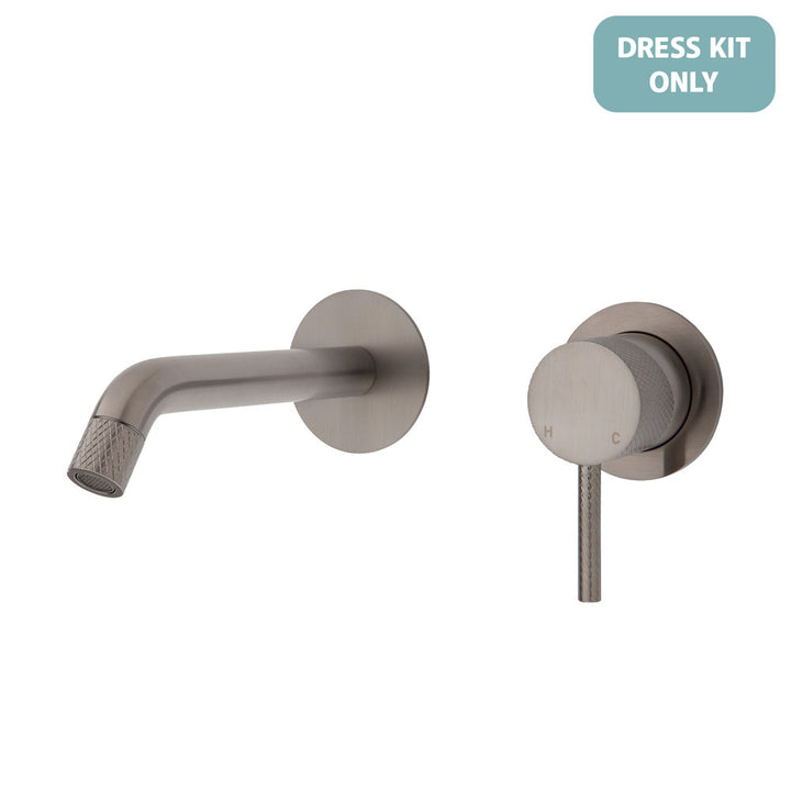 Axle Wall Basin/Bath Mixer Dress Kit, Round Plates, 160mm Outlet - Trim Kit Only - Brushed Nickel
