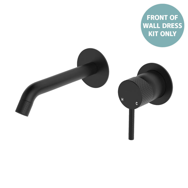 Axle Wall Basin/Bath Mixer Dress Kit, Round Plates, 160mm Outlet - Trim Kit Only - Matte Black