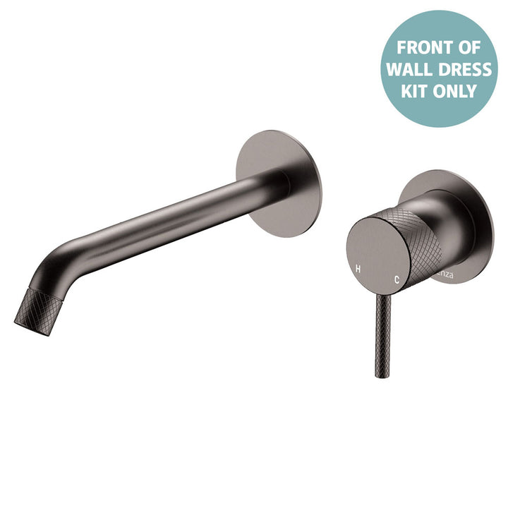 Axle Wall Basin/Bath Mixer Dress Kit, Round Plates, 200mm Outlet - Trim Kit Only - Gun Metal