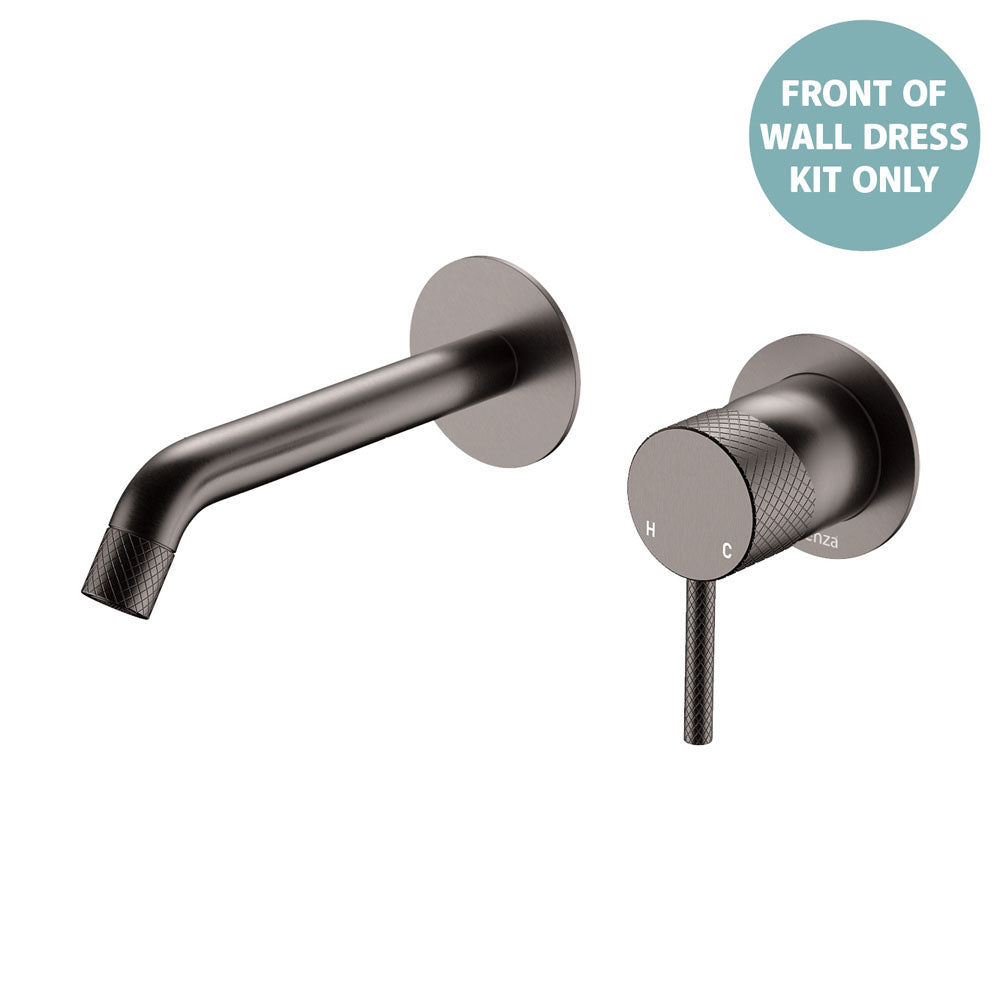 Axle Wall Basin/Bath Mixer Dress Kit, Round Plates, 160mm Outlet - Trim Kit Only - Gun Metal