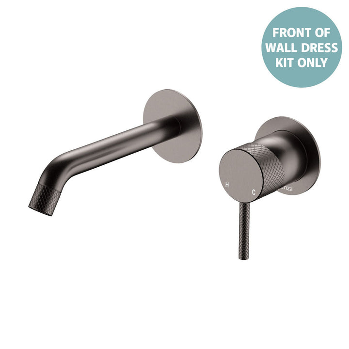 Axle Wall Basin/Bath Mixer Dress Kit, Round Plates, 160mm Outlet - Trim Kit Only - Gun Metal
