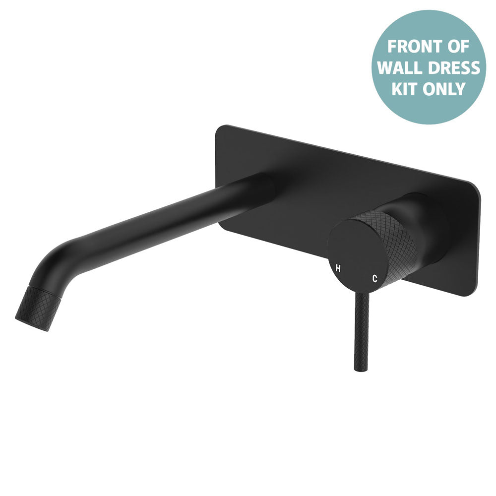 Axle Wall Basin/Bath Mixer Dress Kit, Rectangular Plate, 200mm Outlet - Trim Kit Only - Matte Black