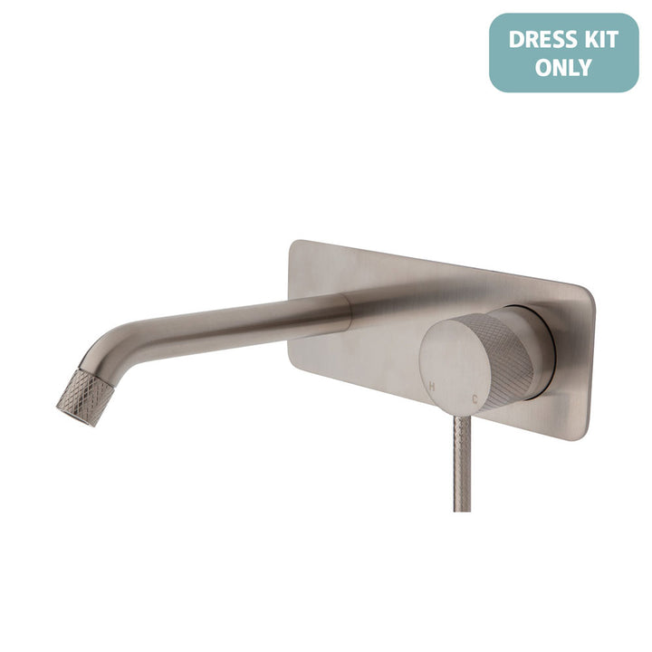 Axle Wall Basin/Bath Mixer Dress Kit, Rectangular Plate, 160mm Outlet - Trim Kit Only - Brushed Nickel