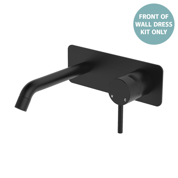 Axle Wall Basin/Bath Mixer Dress Kit, Rectangular Plate, 160mm Outlet - Trim Kit Only - Matte Black