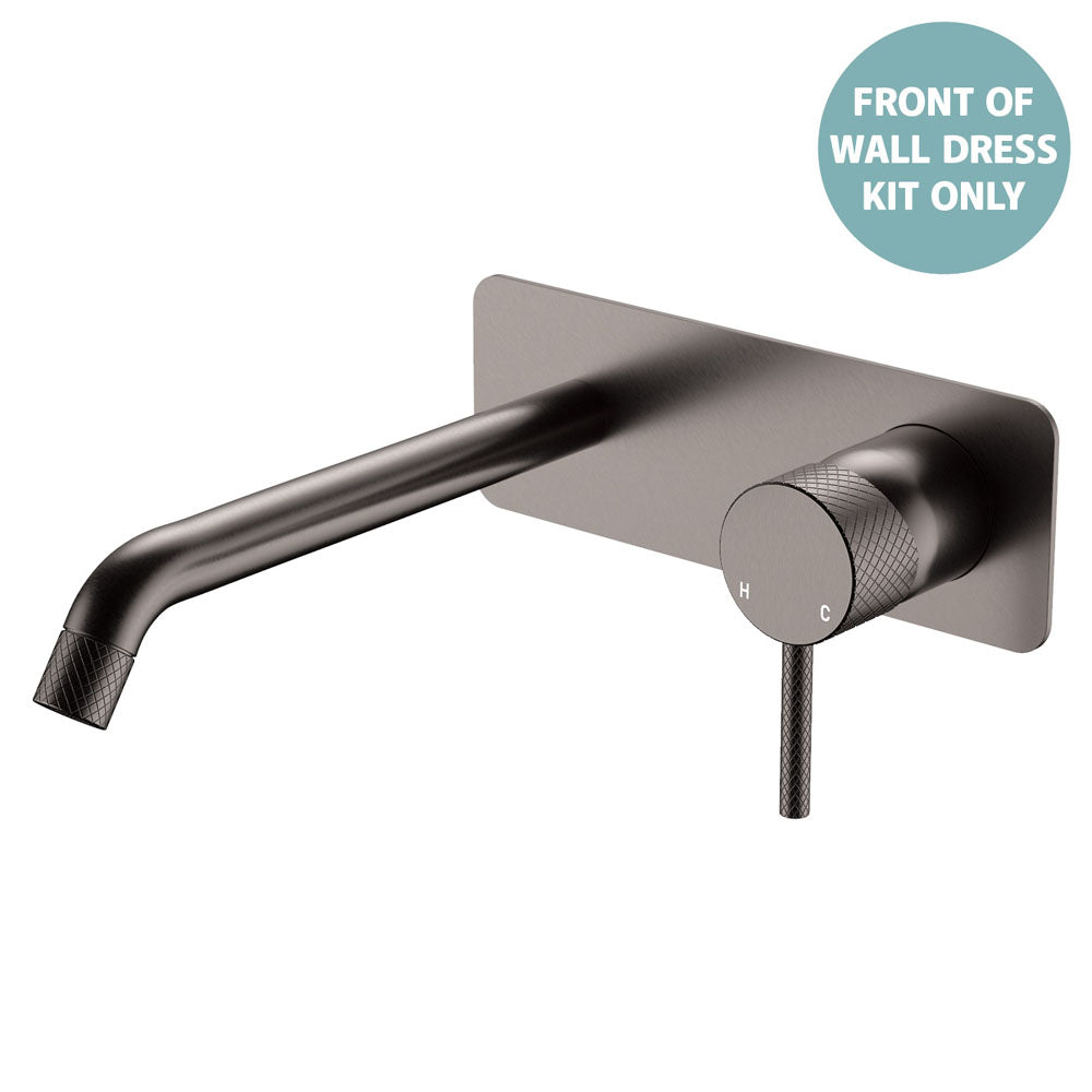 Axle Wall Basin/Bath Mixer Dress Kit, Rectangular Plate, 200mm Outlet - Trim Kit Only - Gun Metal