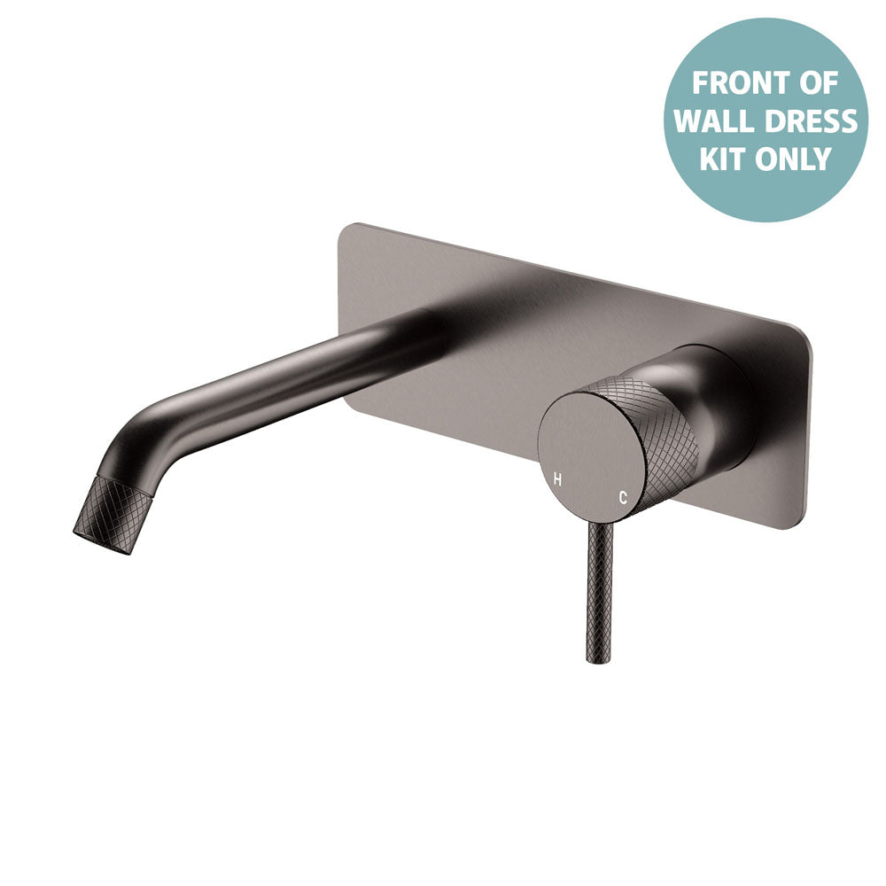 Axle Wall Basin/Bath Mixer Dress Kit, Rectangular Plate, 160mm Outlet - Trim Kit Only - Gun Metal