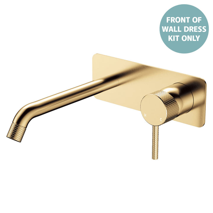 Axle Wall Basin/Bath Mixer Dress Kit, Rectangular Plate, 200mm Outlet - Trim Kit Only - Urban Brass