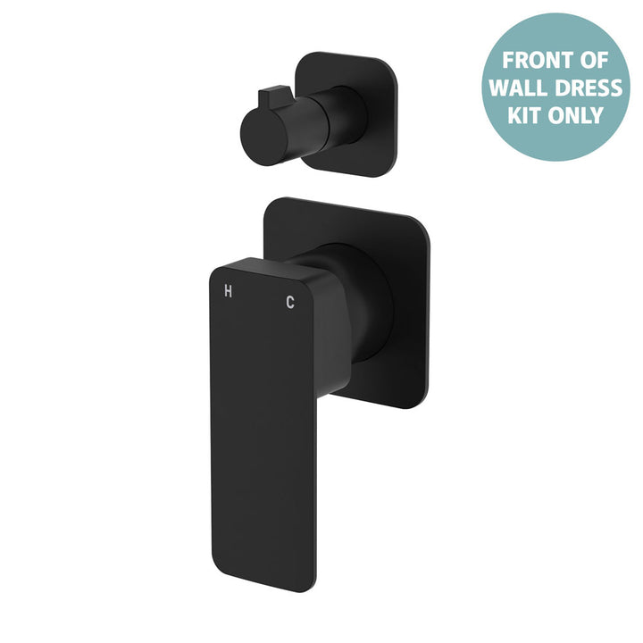 Tono Wall Diverter Mixer Dress Kit, Square Plates - Trim Kit Only - Matte Black