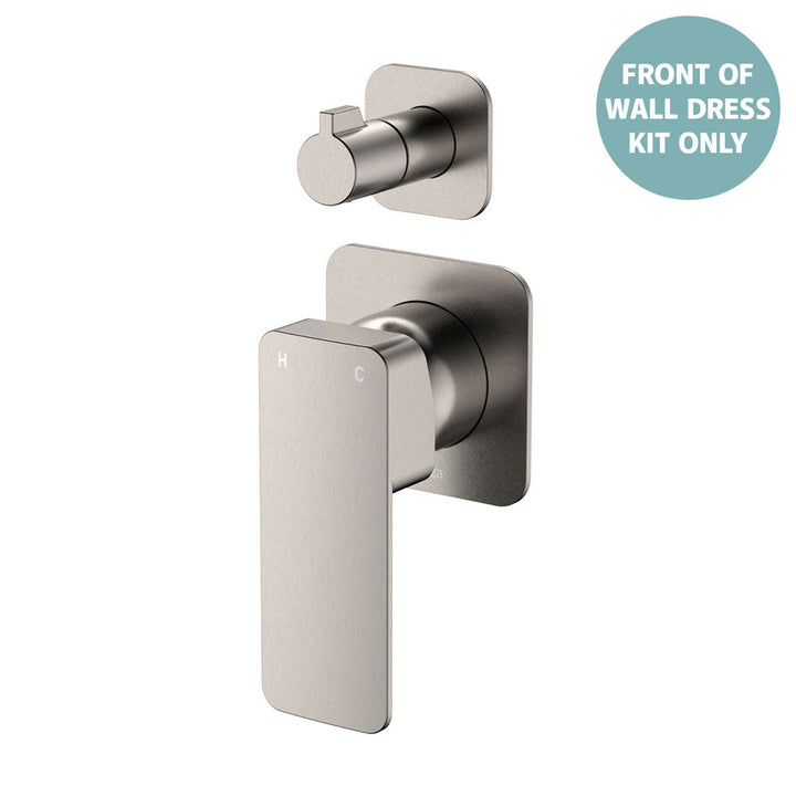Tono Wall Diverter Mixer Dress Kit, Square Plates - Trim Kit Only - Brushed Nickel