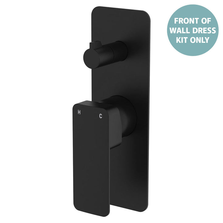 Tono Wall Diverter Mixer Dress Kit, Rectangular Plate - Trim Kit Only - Matte Black