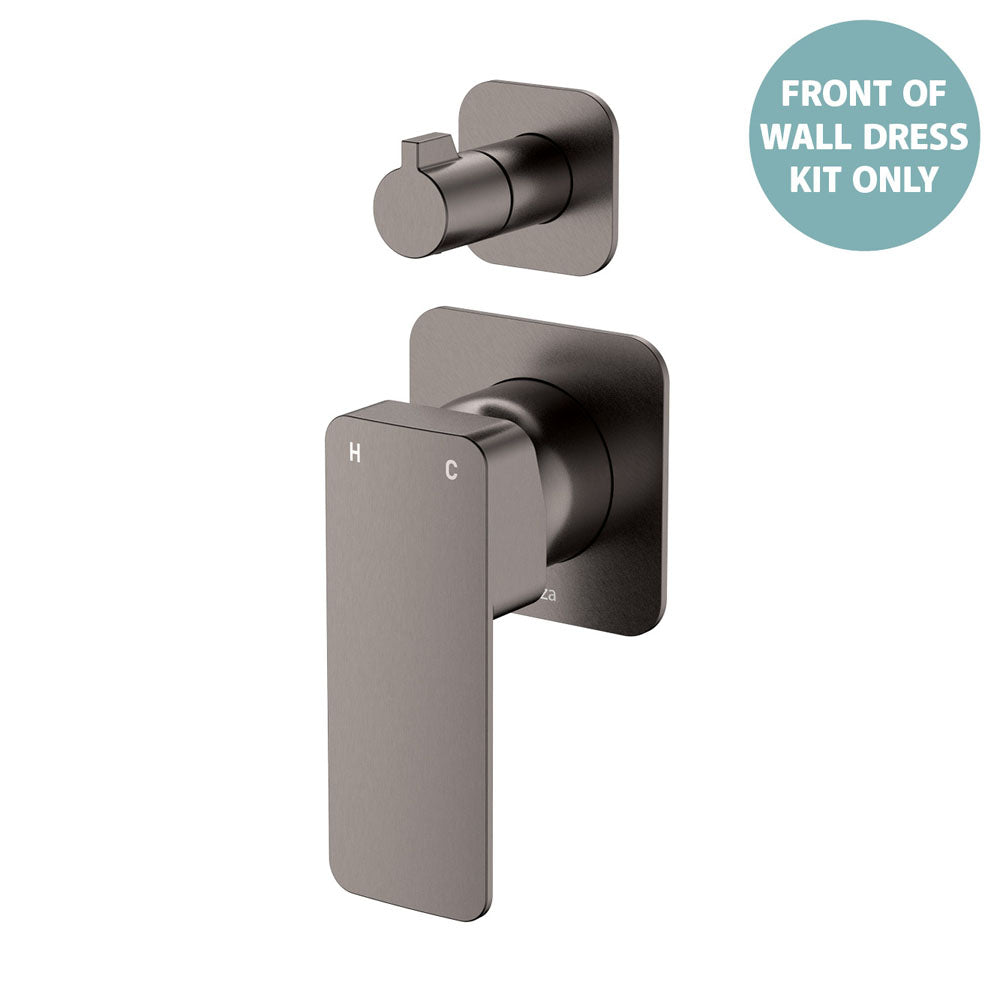 Tono Wall Diverter Mixer Dress Kit, Square Plates - Trim Kit Only - Gun Metal